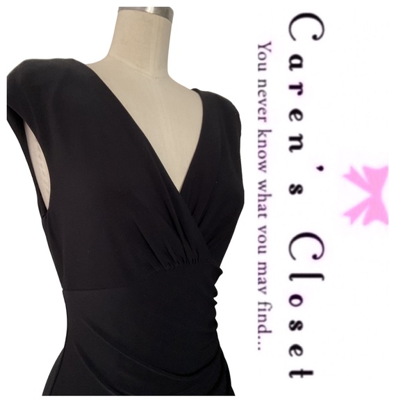 Lauren by Ralph Lauren Black Stretch Sleeveless Surplus Ruched Sheath Dress - Picture 4 of 7